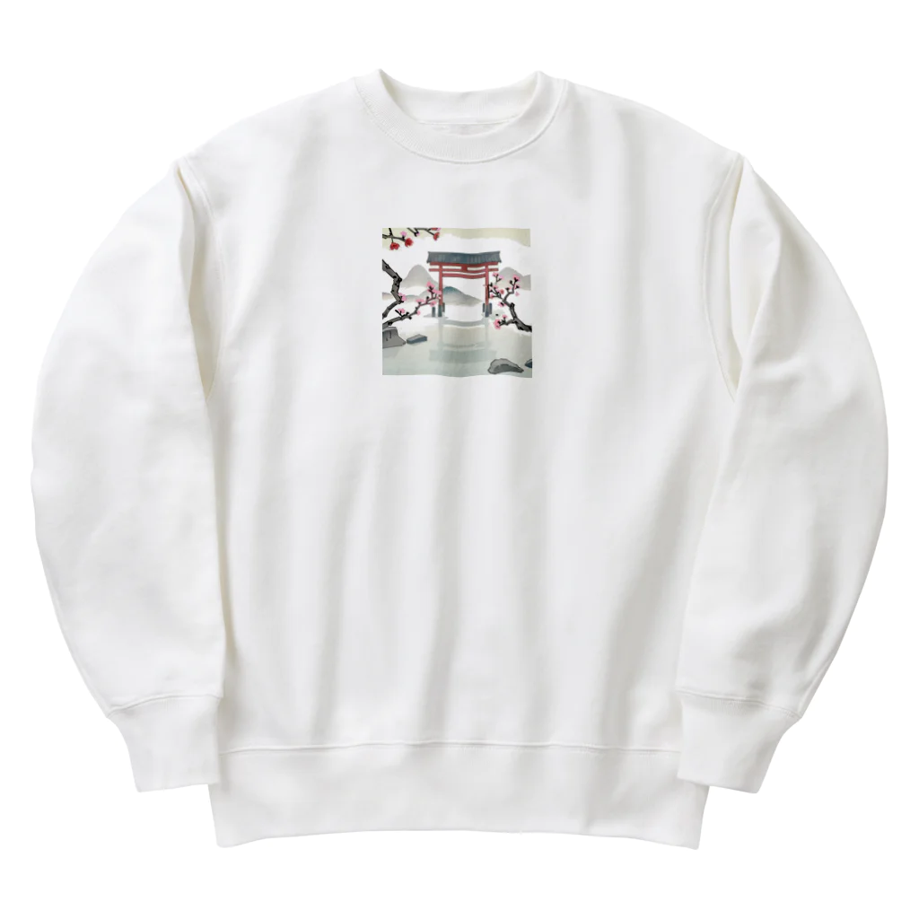 JoyfulMomentsCraftsの桜と鳥居　ー Cherry Blossoms and Torii ー Heavyweight Crew Neck Sweatshirt