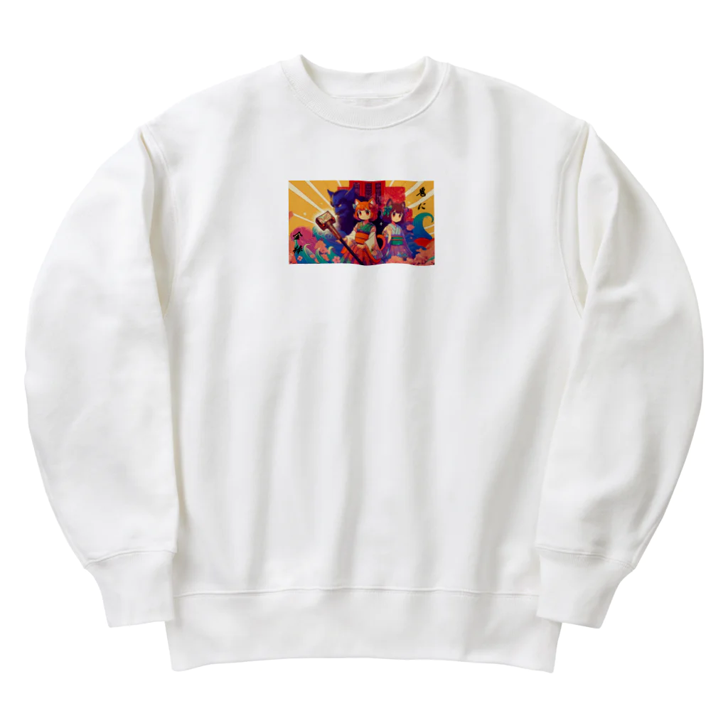 HiroLink's Shopのことわざ物語：鬼に金棒 Heavyweight Crew Neck Sweatshirt