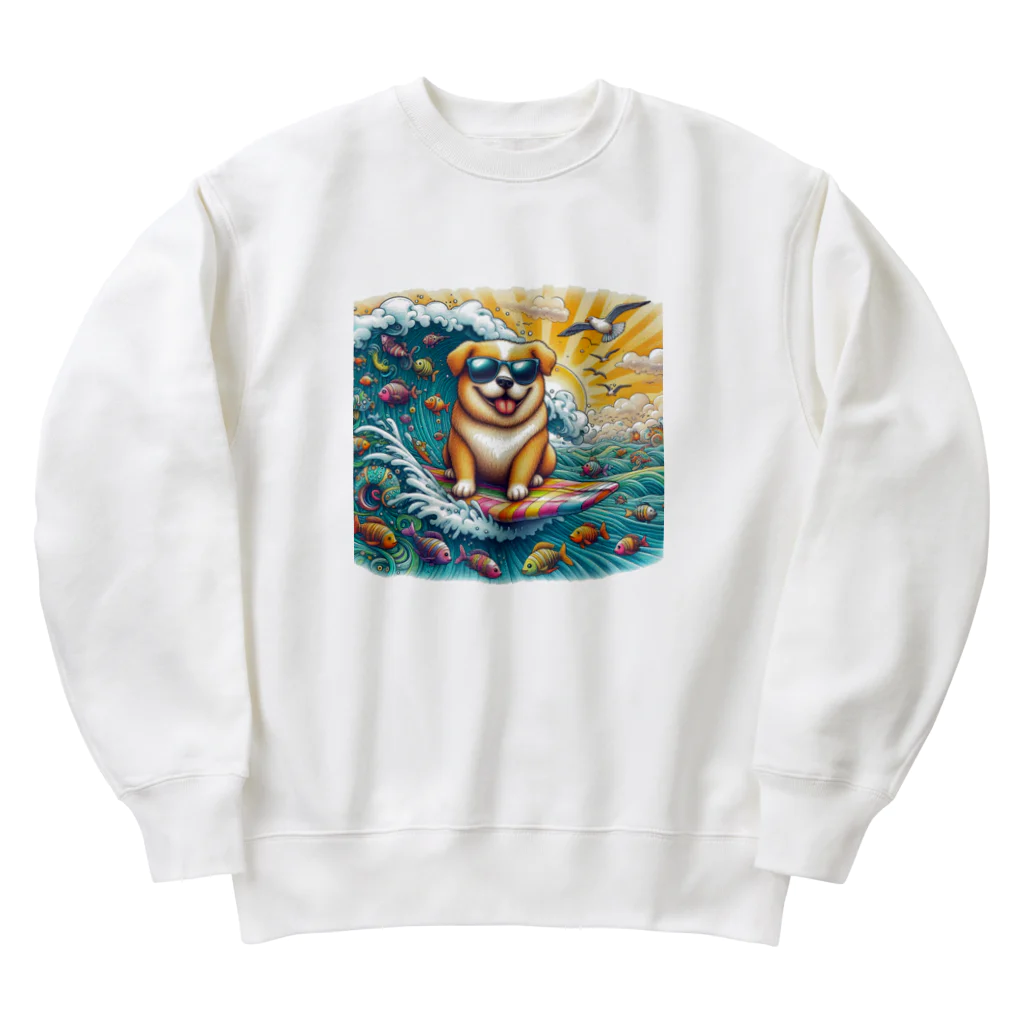 Mizのゆるハウスのサーフィンワンコ Heavyweight Crew Neck Sweatshirt