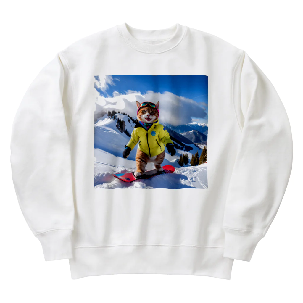 ikasumikoboのスノボ猫 Heavyweight Crew Neck Sweatshirt