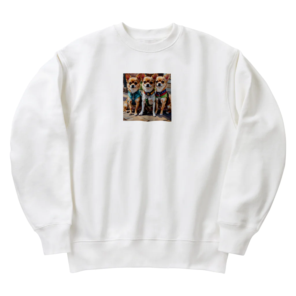 kilkoameaのかわいさ満点おさんぽチワワ兄弟 Heavyweight Crew Neck Sweatshirt