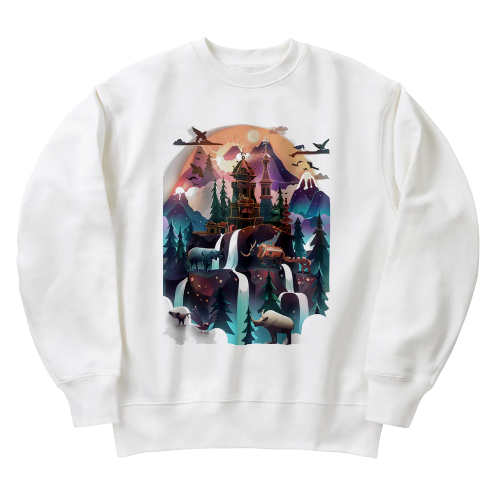 シロクマペンギンの神秘の山 Heavyweight Crew Neck Sweatshirt