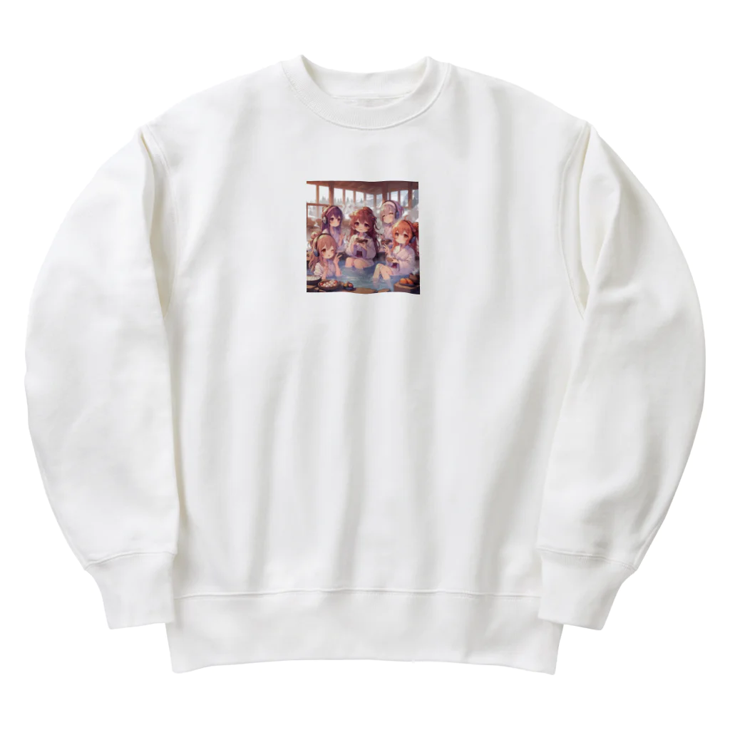 SWQAの温泉を楽しむ女子 Heavyweight Crew Neck Sweatshirt