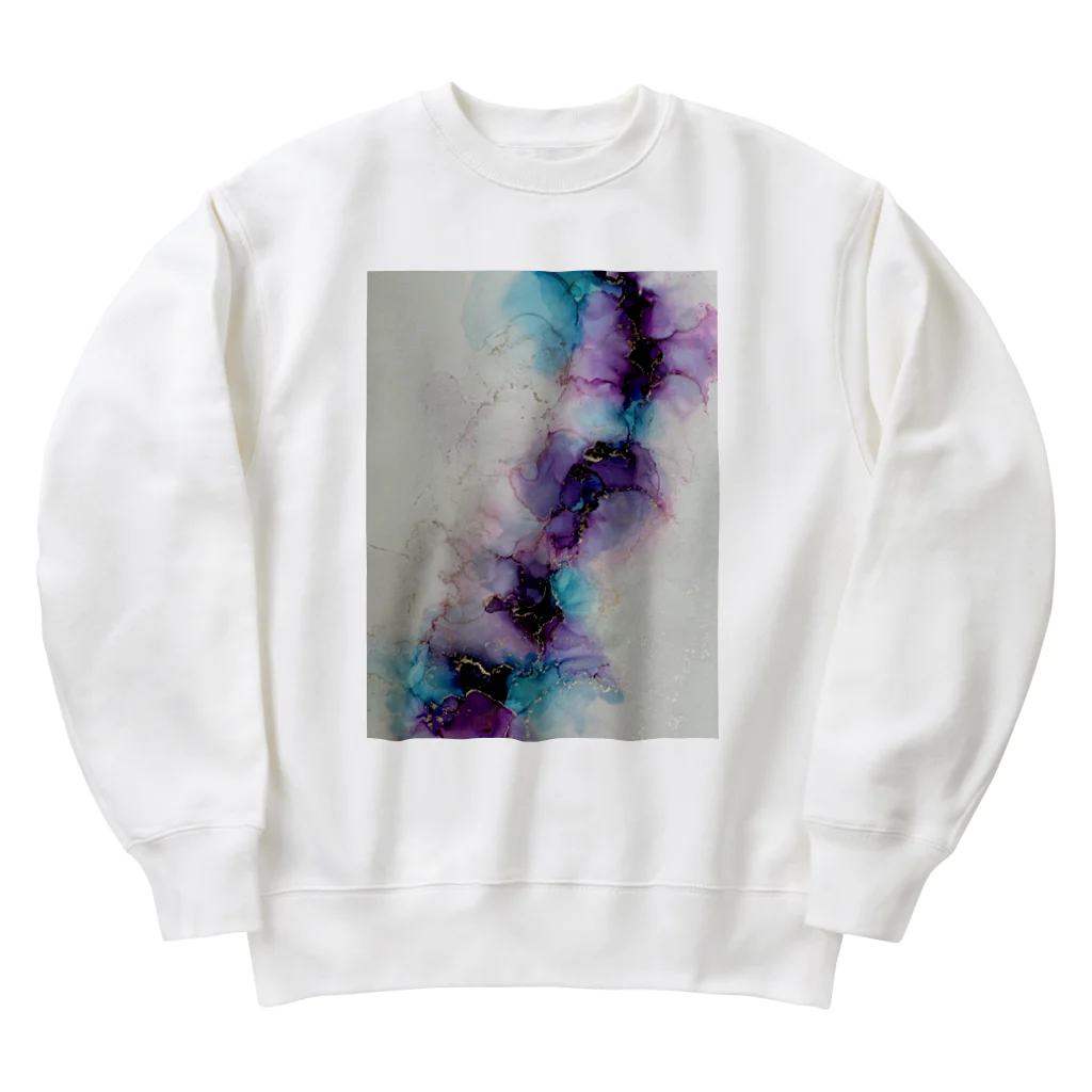 Ink-ArtのInk-Art 大理石風　紫 Heavyweight Crew Neck Sweatshirt