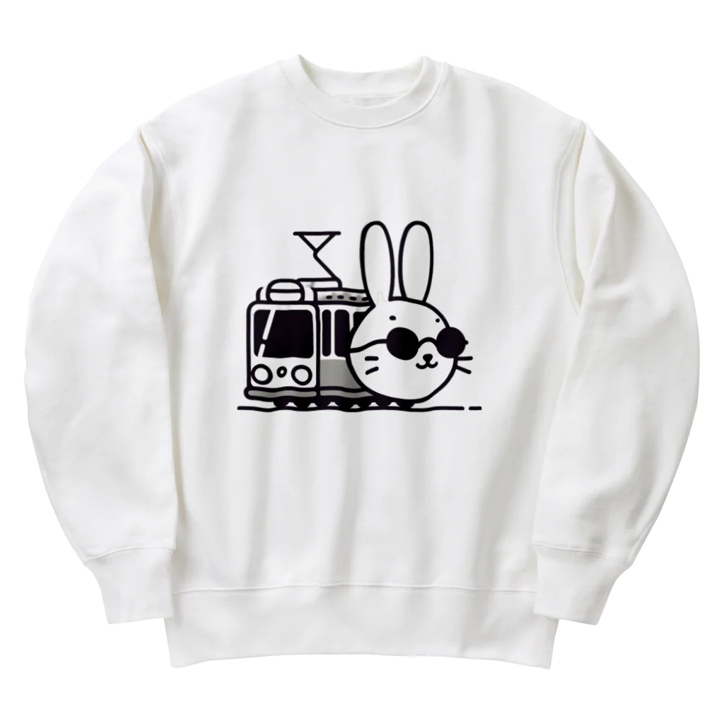 BOSATUの電車に乗ったうさぎ Heavyweight Crew Neck Sweatshirt