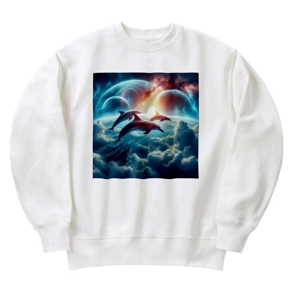 Mangetu2024の宇宙海（イルカ） Heavyweight Crew Neck Sweatshirt