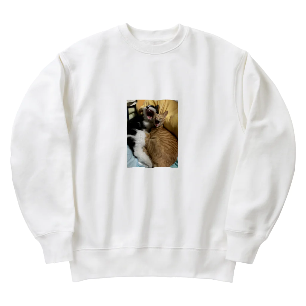 ayamomohidemiのキュートな猫猫あくび Heavyweight Crew Neck Sweatshirt