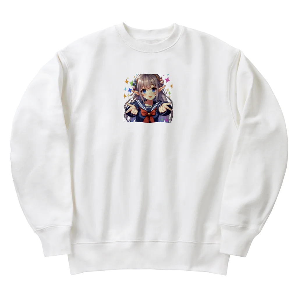 aaammmamのエルフ　美少女　セーラー服　アイドル Heavyweight Crew Neck Sweatshirt