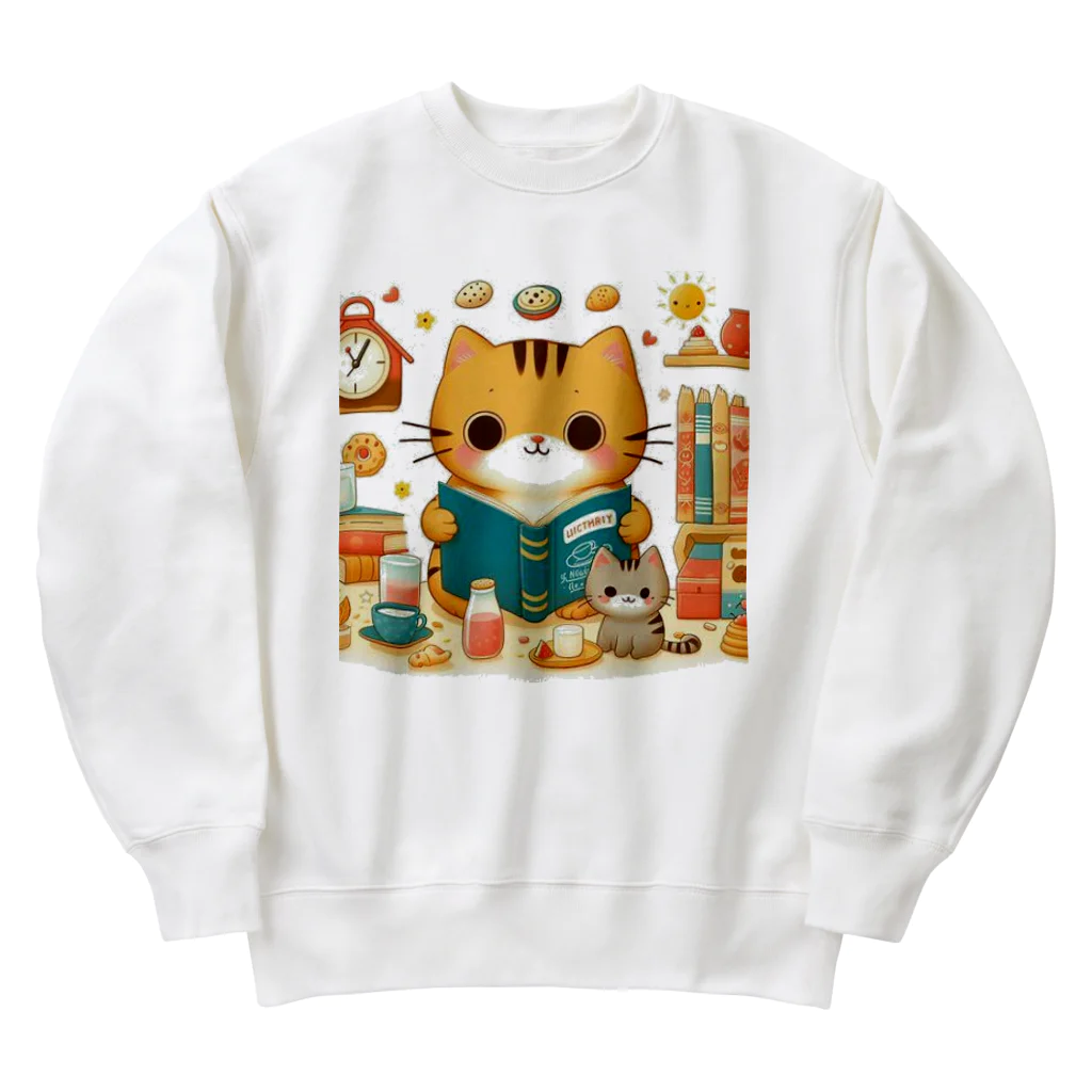 Rパンダ屋の「読書猫」グッズ Heavyweight Crew Neck Sweatshirt