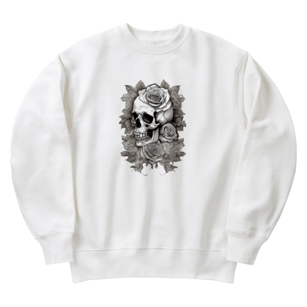 japanese-creatorの骸骨　薔薇　デザインTシャツ　アート　グラフィック Heavyweight Crew Neck Sweatshirt