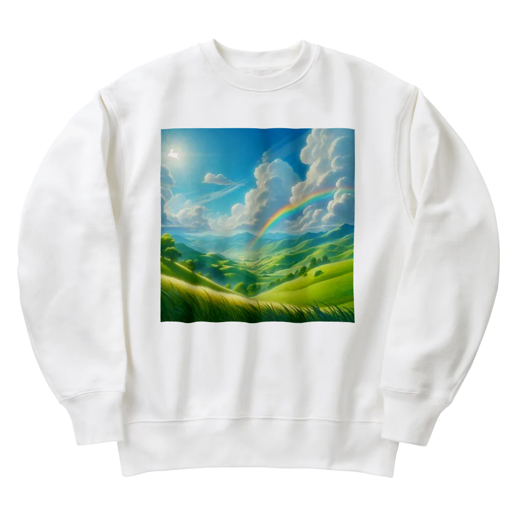 Rパンダ屋の「美しい緑の風景」グッズ Heavyweight Crew Neck Sweatshirt