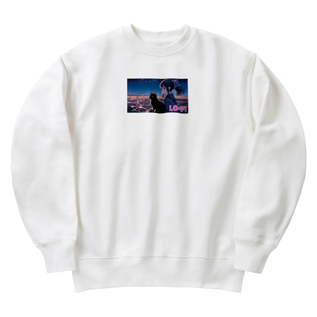 Mia-Alto_Adventure_Storeの時空の旅猫アルトとミアの夜景物語 Heavyweight Crew Neck Sweatshirt