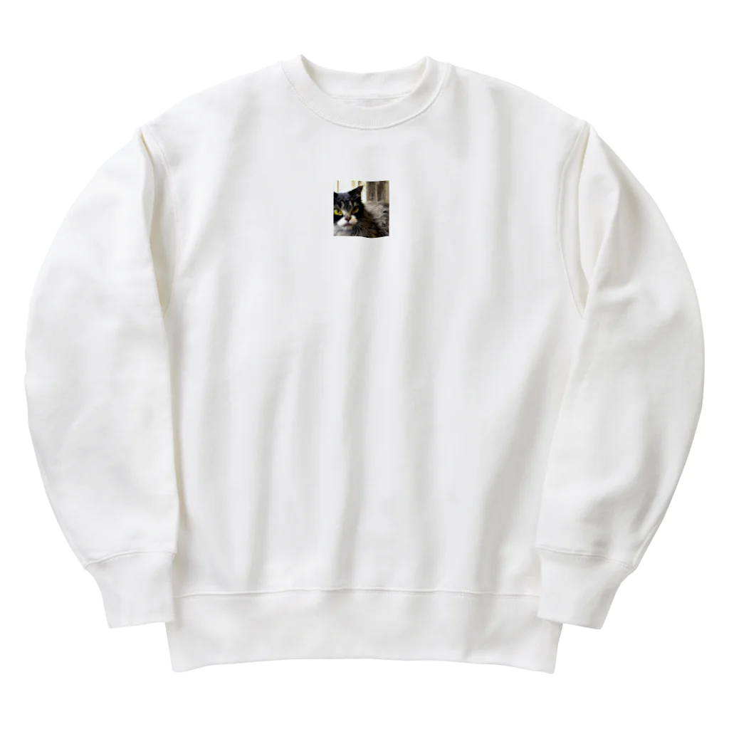 ねこ達と一緒の疲れた身体をいやすねこちゃん Heavyweight Crew Neck Sweatshirt