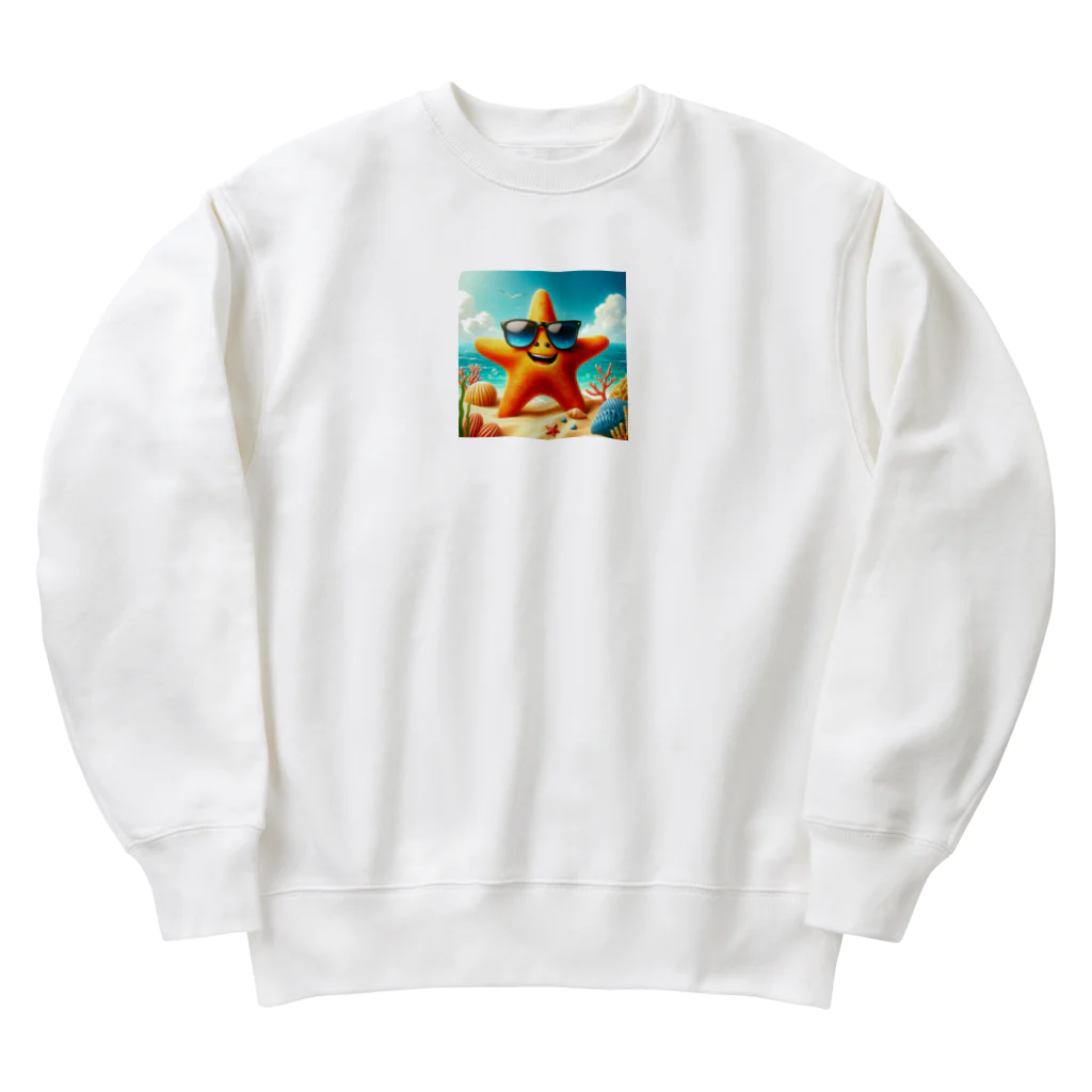 KIglassesのサングラスをかけた笑顔のヒトデ - 海の陽気な仲間！ Heavyweight Crew Neck Sweatshirt