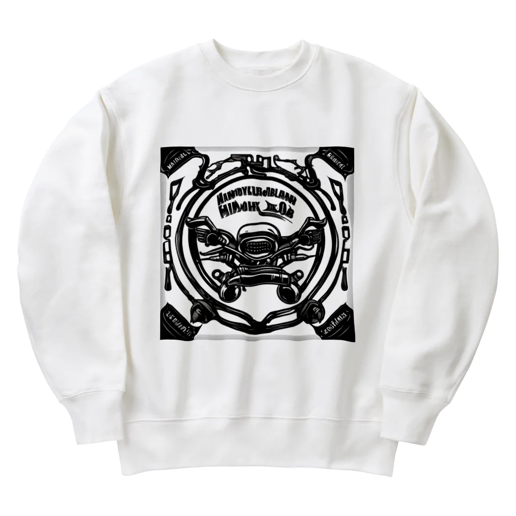 the blue seasonのビンテージオートバイハンドルとメーターパネルのアートワーク Heavyweight Crew Neck Sweatshirt