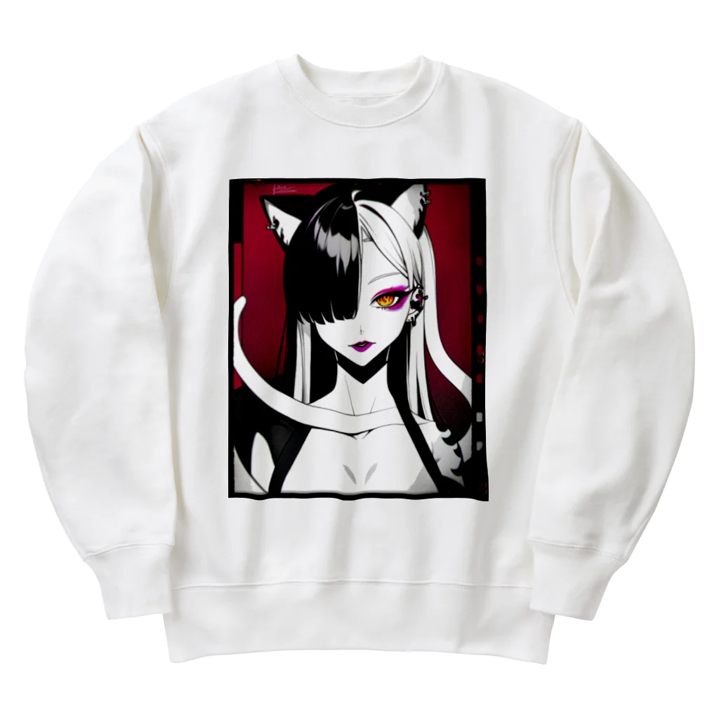 momonekokoの白蛇と獣耳の女性 Heavyweight Crew Neck Sweatshirt