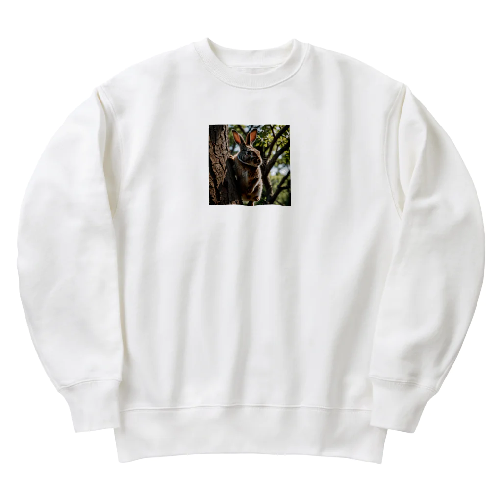 usagimajyoの木登りウサギ Heavyweight Crew Neck Sweatshirt