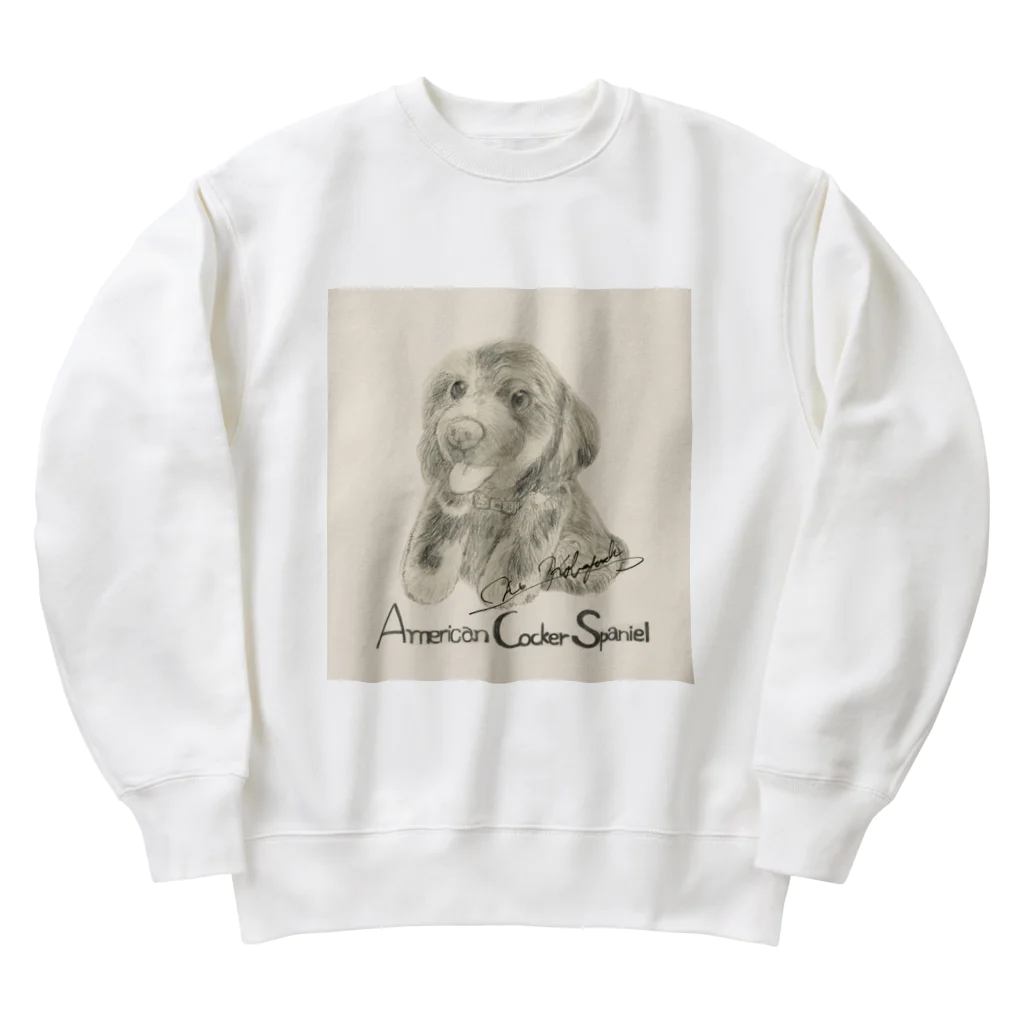 猫と犬のうちの子アート|Kobayashi AiのAmerican Cacher Spaniel | アメリカンコッカースパニエル もふもふ犬シリーズシリーズ　ROYくん Heavyweight Crew Neck Sweatshirt