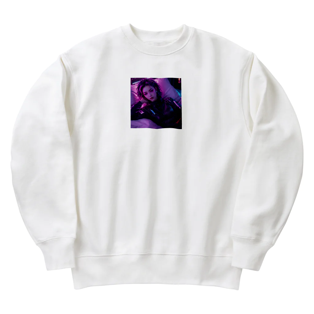 Cherry-oのネオンパンクなガール Heavyweight Crew Neck Sweatshirt