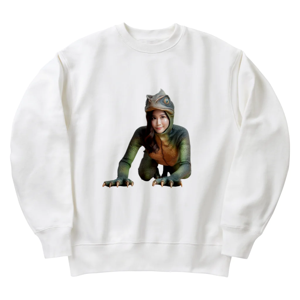 reptilesの怪人トカゲ女 Heavyweight Crew Neck Sweatshirt