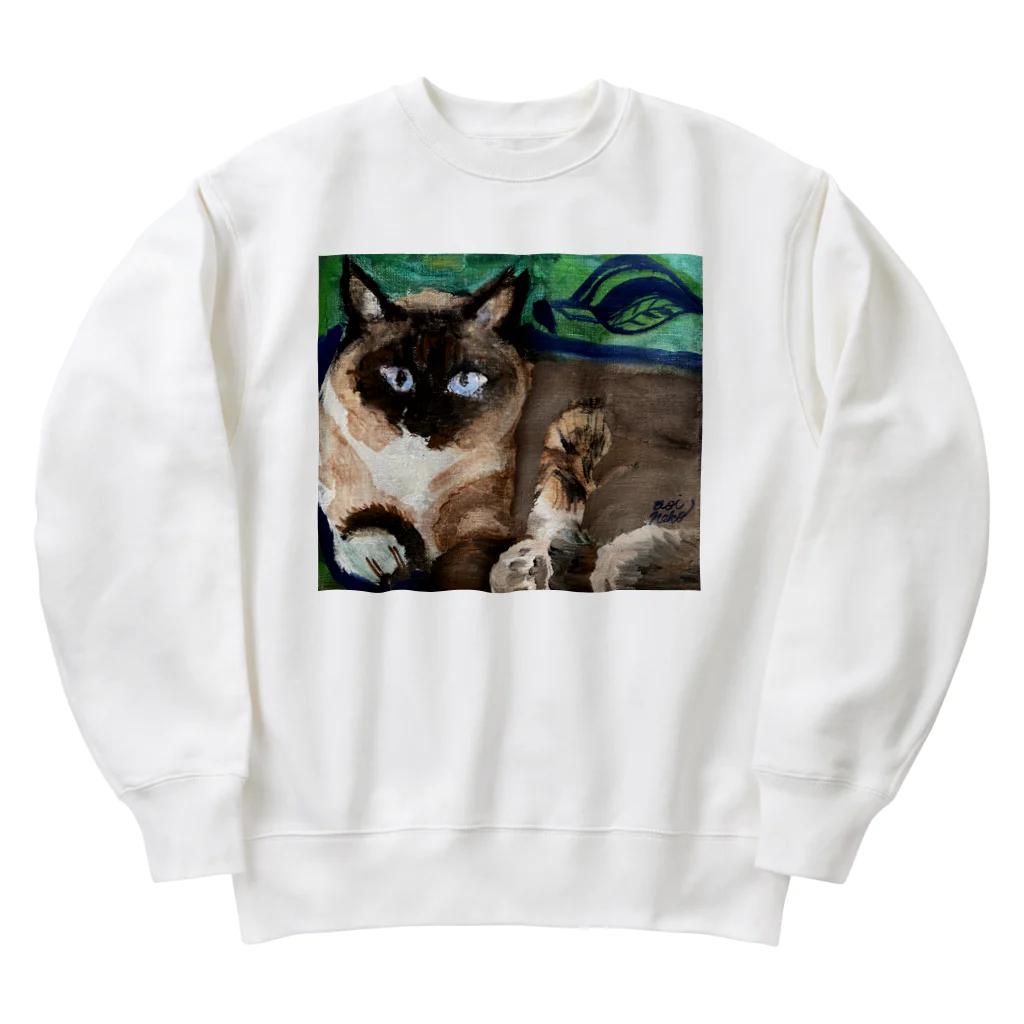 青い猫の青葉 Heavyweight Crew Neck Sweatshirt