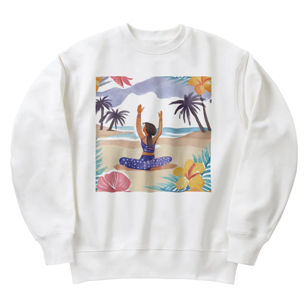 Kana Yamanakaのハワイで砂浜ヨガ Heavyweight Crew Neck Sweatshirt