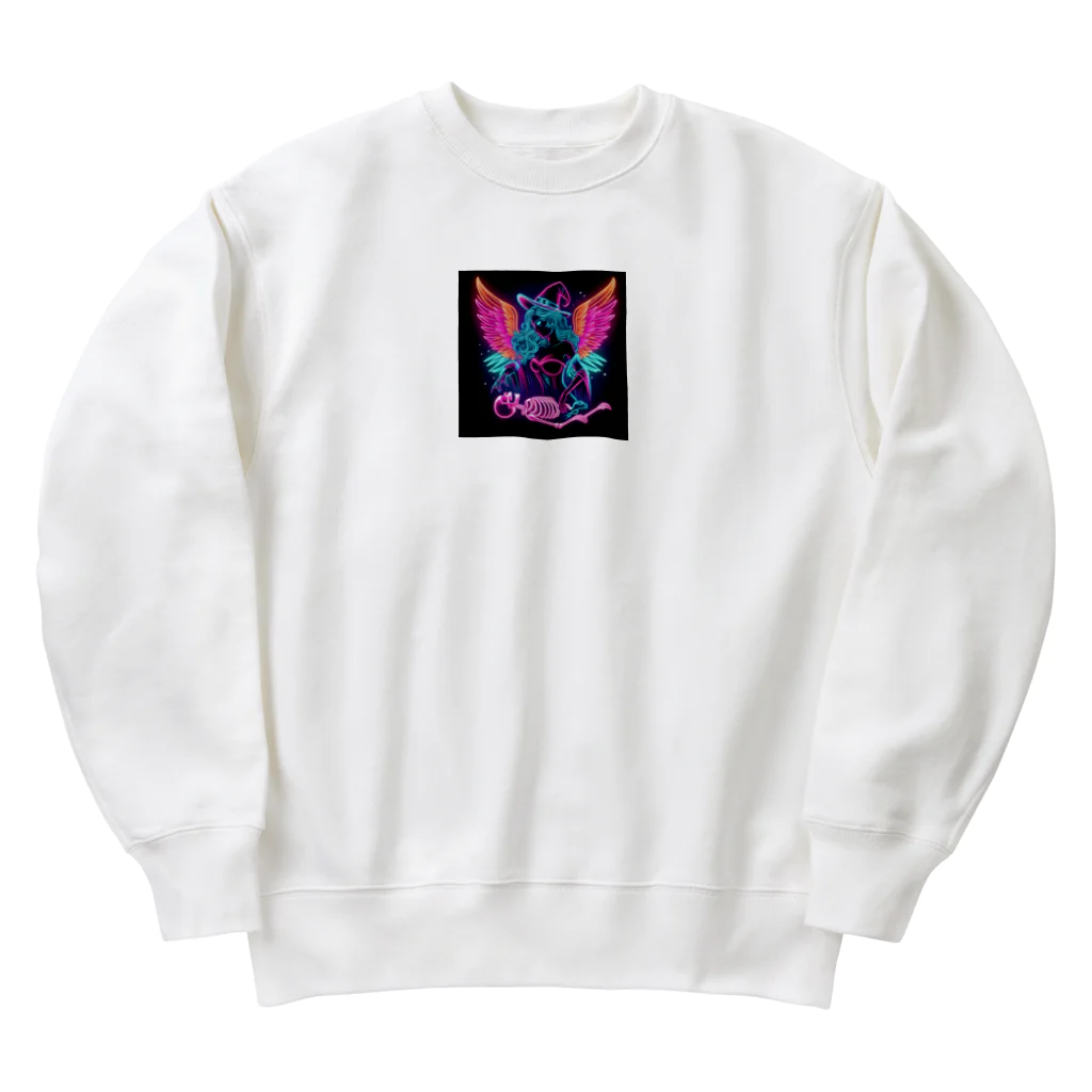 momonekokoのネオンカラーの魔女と骸骨 Heavyweight Crew Neck Sweatshirt