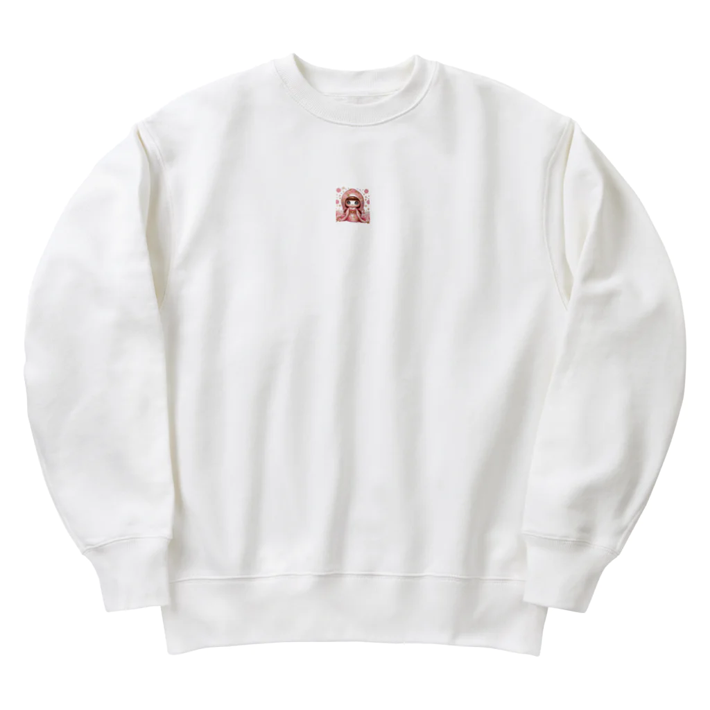 ぷぷオレンジのキラキラ花ミックスこけしちゃん Heavyweight Crew Neck Sweatshirt