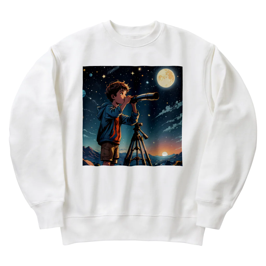 jintan0115の宇宙を夢見る少年 Heavyweight Crew Neck Sweatshirt