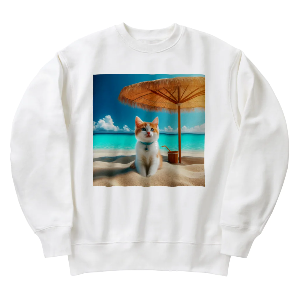 猫と紡ぐ物語の南国の海で一時のバカンスを楽しむ Heavyweight Crew Neck Sweatshirt