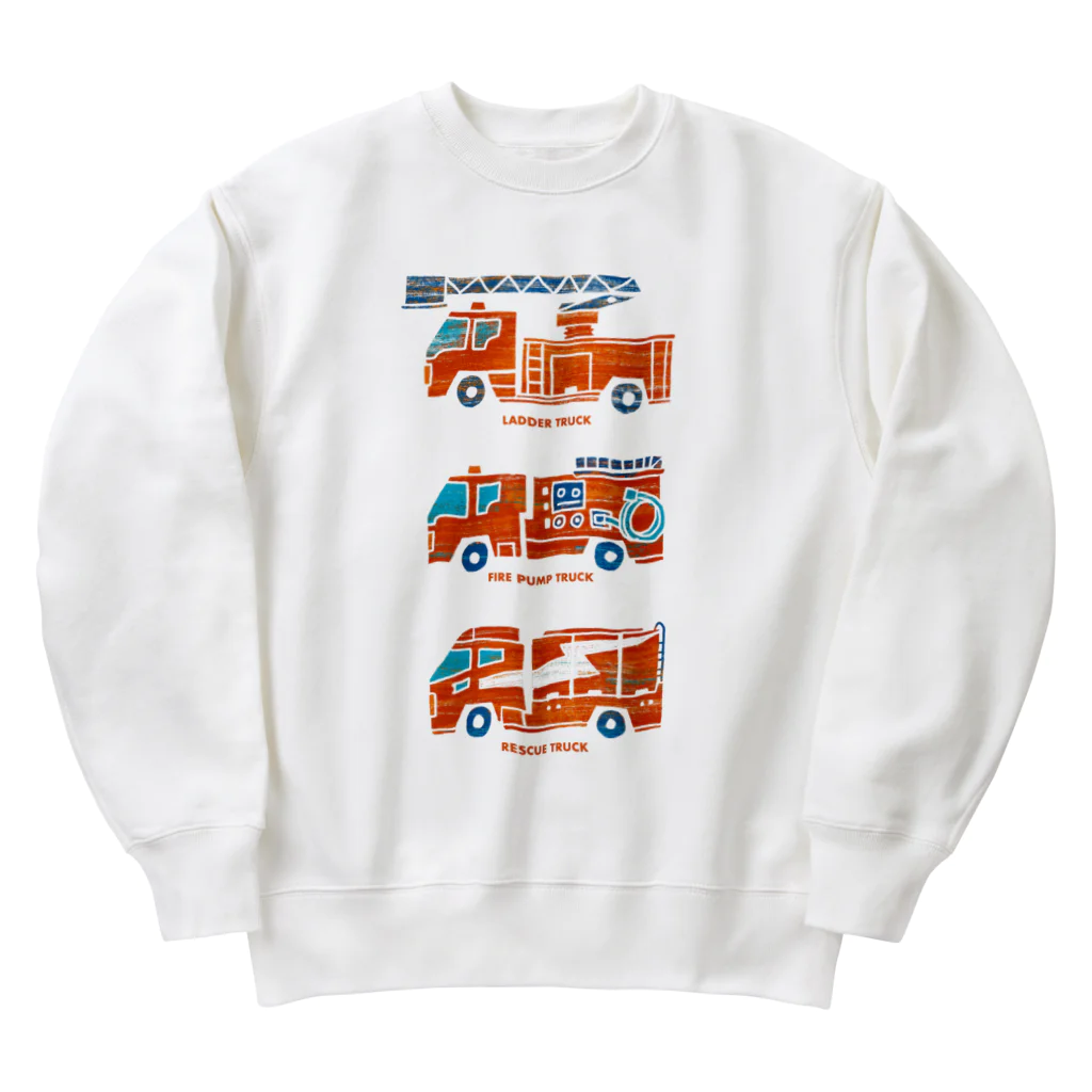 watasackの消防車（はしご車、ポンプ車、レスキュー車） Heavyweight Crew Neck Sweatshirt