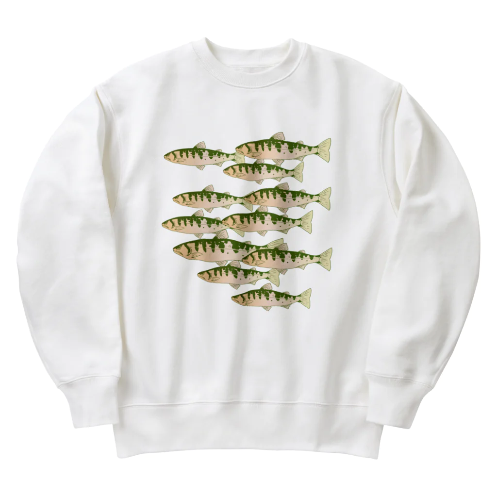 chicodeza by suzuriのヤマメの魚群 Heavyweight Crew Neck Sweatshirt