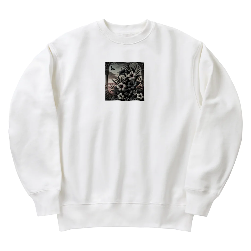 海の幸のゴシック風なトロピカルフラワー Heavyweight Crew Neck Sweatshirt