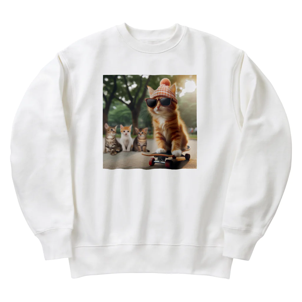 モンピパラダイスのイケテルにゃん‼️ Heavyweight Crew Neck Sweatshirt