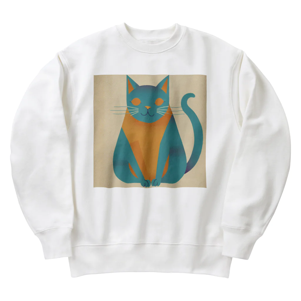 ミリススタイルの微笑みかけるネコ Heavyweight Crew Neck Sweatshirt