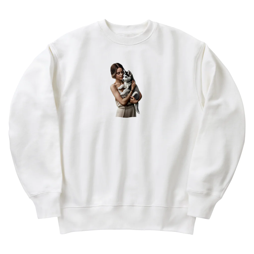 やまけんのかわいさ満点！子犬のハスキー！ Heavyweight Crew Neck Sweatshirt