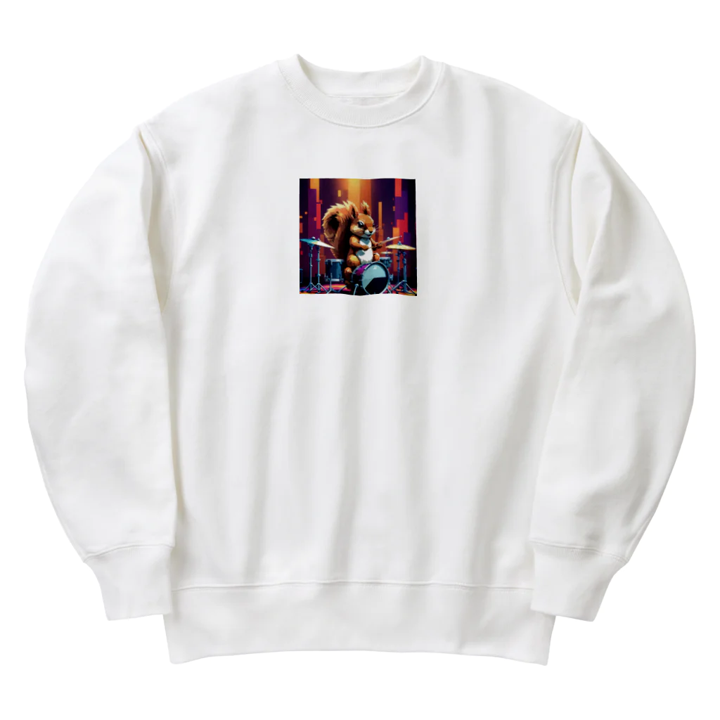 ミリススタイルのドラムを叩くシマリス Heavyweight Crew Neck Sweatshirt