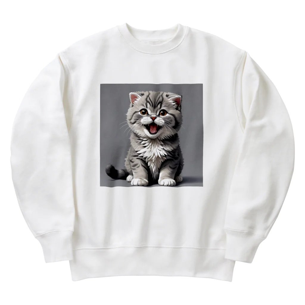 猫は正義♡の甘えん坊な子猫 Heavyweight Crew Neck Sweatshirt