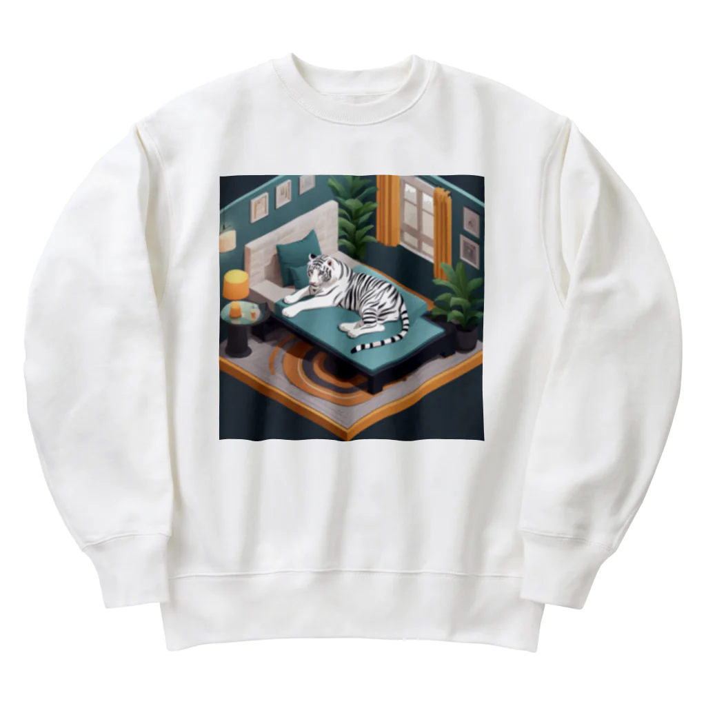 hono想(そう)イタグレ日記のホワイトタイガーのリラックスタイム Heavyweight Crew Neck Sweatshirt