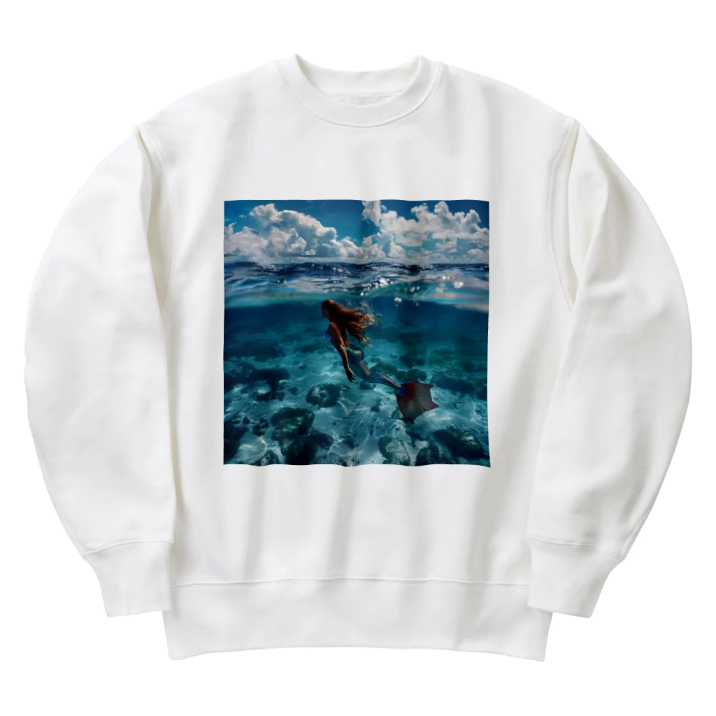 AQUAMETAVERSEのモルジブの大海原で人魚が泳いでいますsanae2074 Heavyweight Crew Neck Sweatshirt