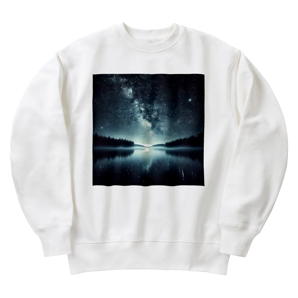 DQ9 TENSIの静かな湖に輝く星々が織りなす幻想的な光景 Heavyweight Crew Neck Sweatshirt