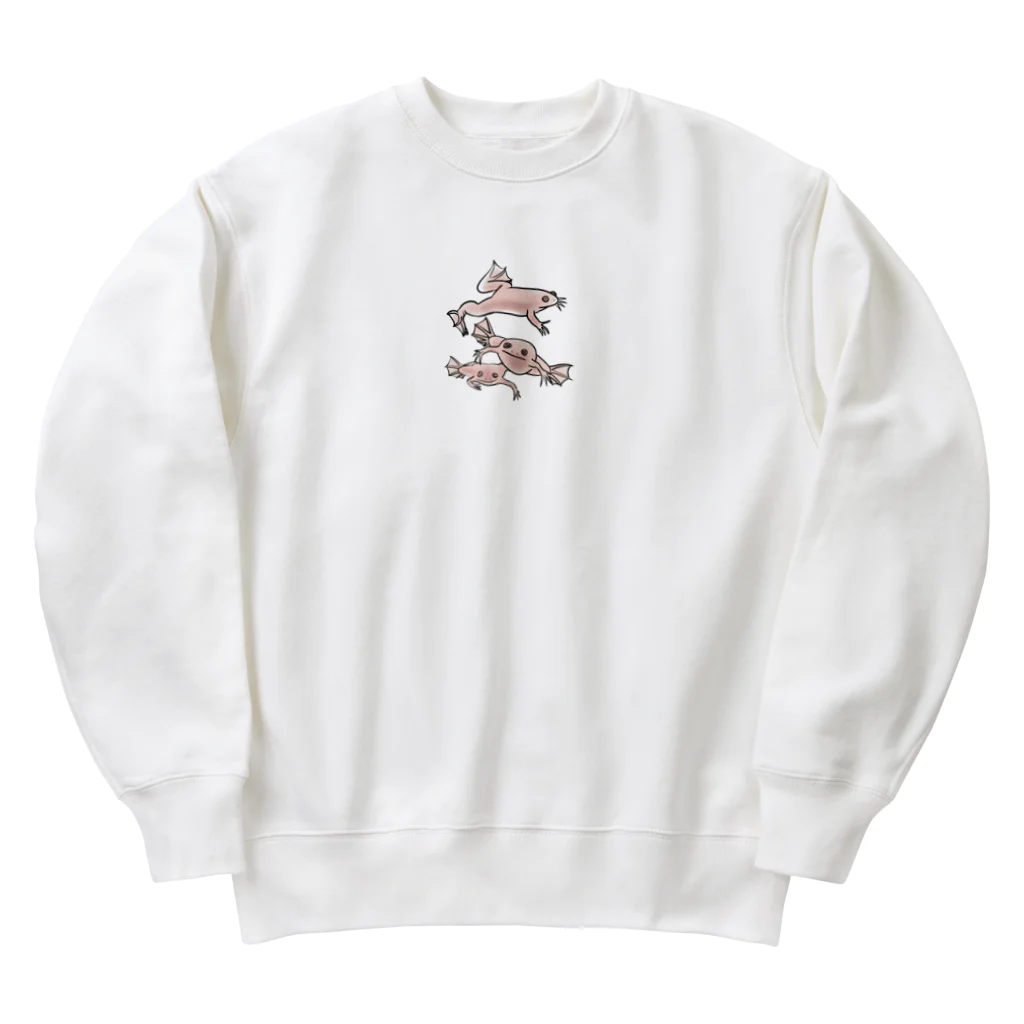 RURIBOSHI_ROCKの連なるアフリカツメガエル(アルビノ) Heavyweight Crew Neck Sweatshirt