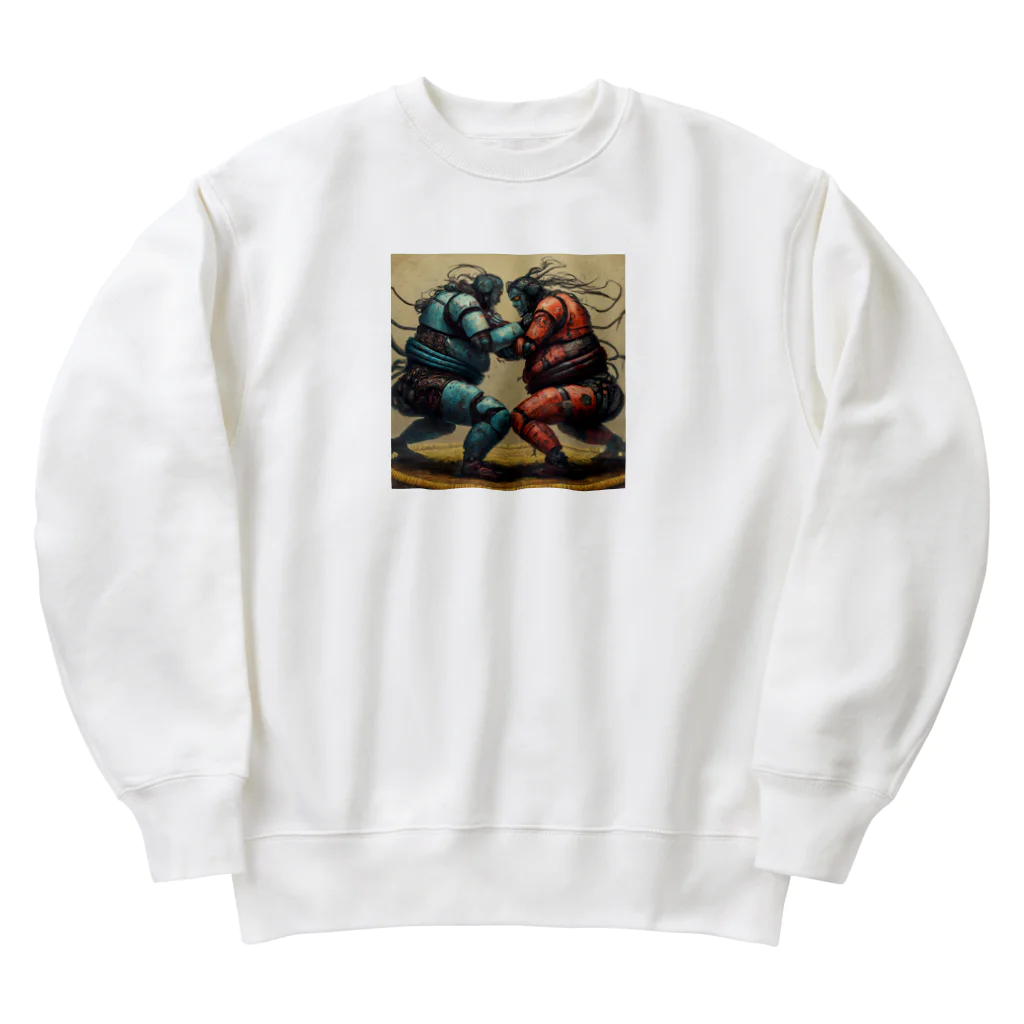 thedarkesthourの相撲をする人型ロボットたち Heavyweight Crew Neck Sweatshirt