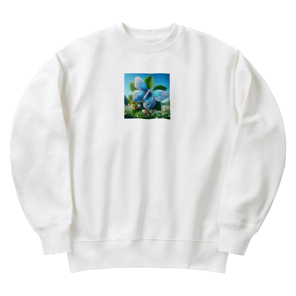 Chihiro0318の水色に舞う美しい蝶々 Heavyweight Crew Neck Sweatshirt