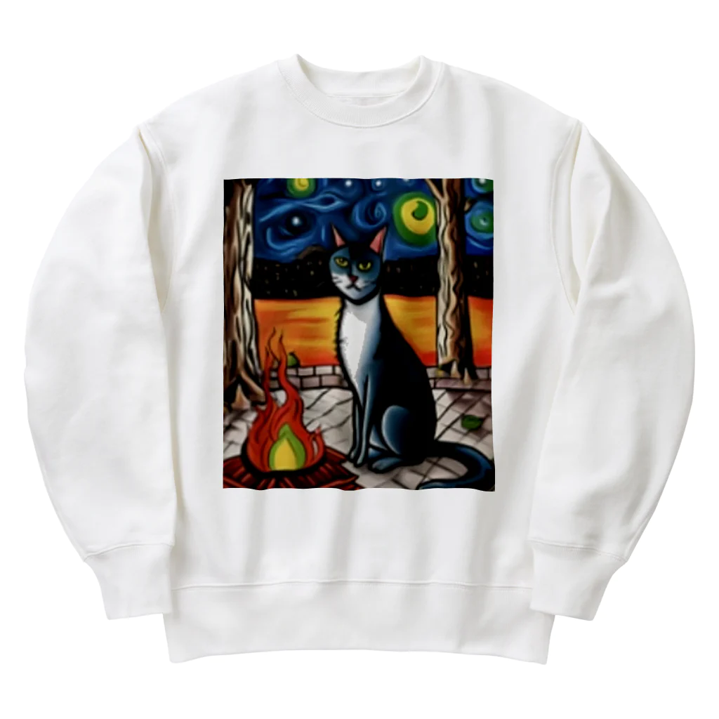 Ppit8の星に包まれる夜のアトミックファイヤー Heavyweight Crew Neck Sweatshirt