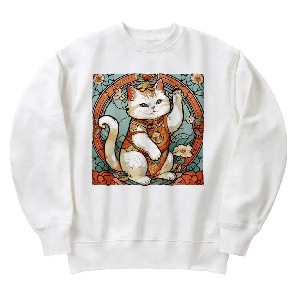 ゆまちゃんの開運雑貨屋さんの集客用子招き猫 Heavyweight Crew Neck Sweatshirt