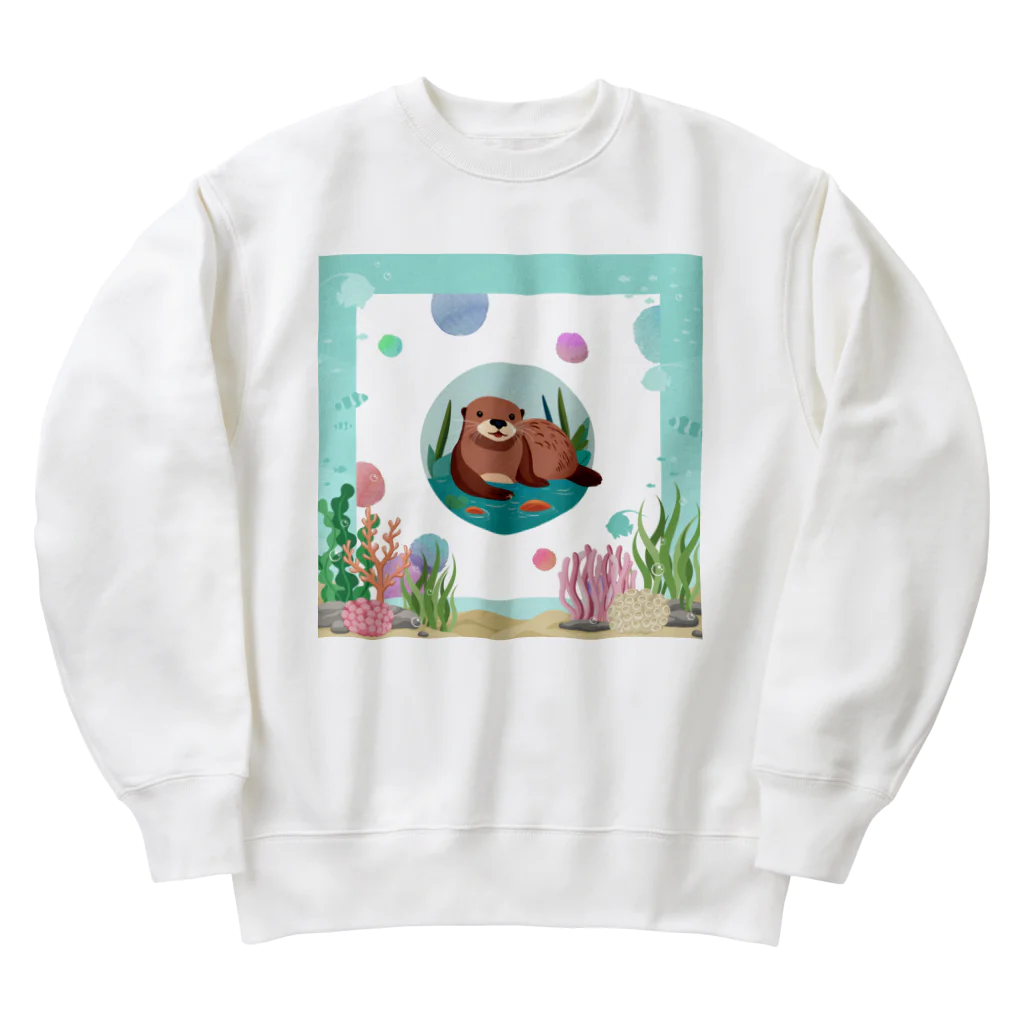 はちみつあめのカワウソ君 Heavyweight Crew Neck Sweatshirt