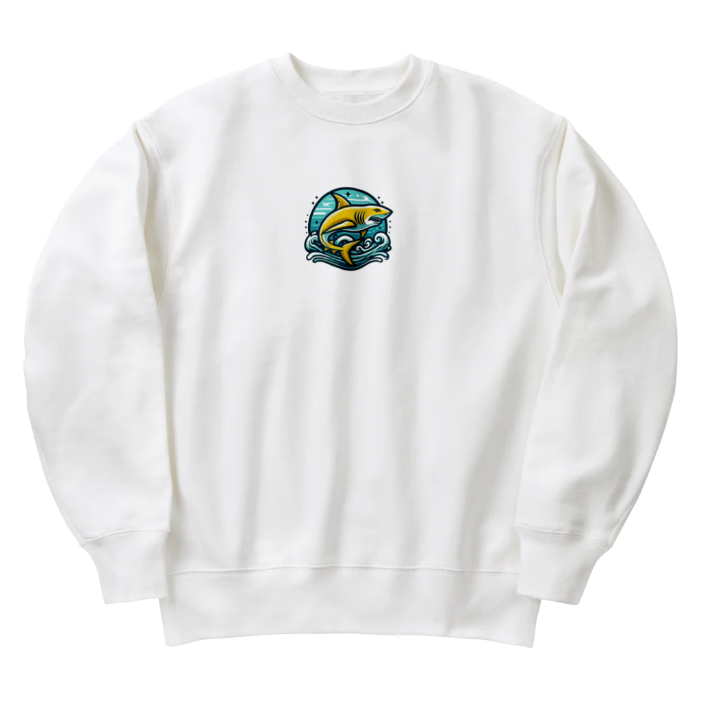 マリンの黄色いサメ Heavyweight Crew Neck Sweatshirt