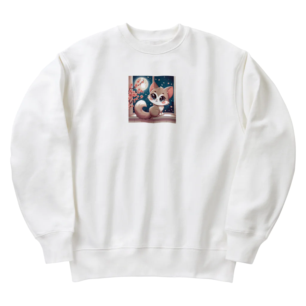 rinngの目が可愛い猫グッズ Heavyweight Crew Neck Sweatshirt