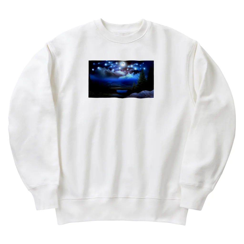 zakki-Rの山の夜景 Heavyweight Crew Neck Sweatshirt